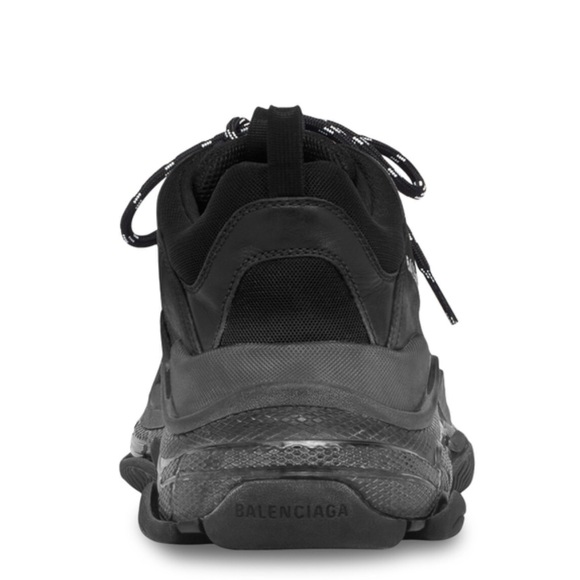 BALENCIAGA MEN'S TRIPLE S CLEAR SOLE SNEAKER IN BLACK - Picture 4 of 8